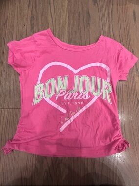 Bonjour Paris Girls Pink Shirt Size M (10/12) Casual Summer Top